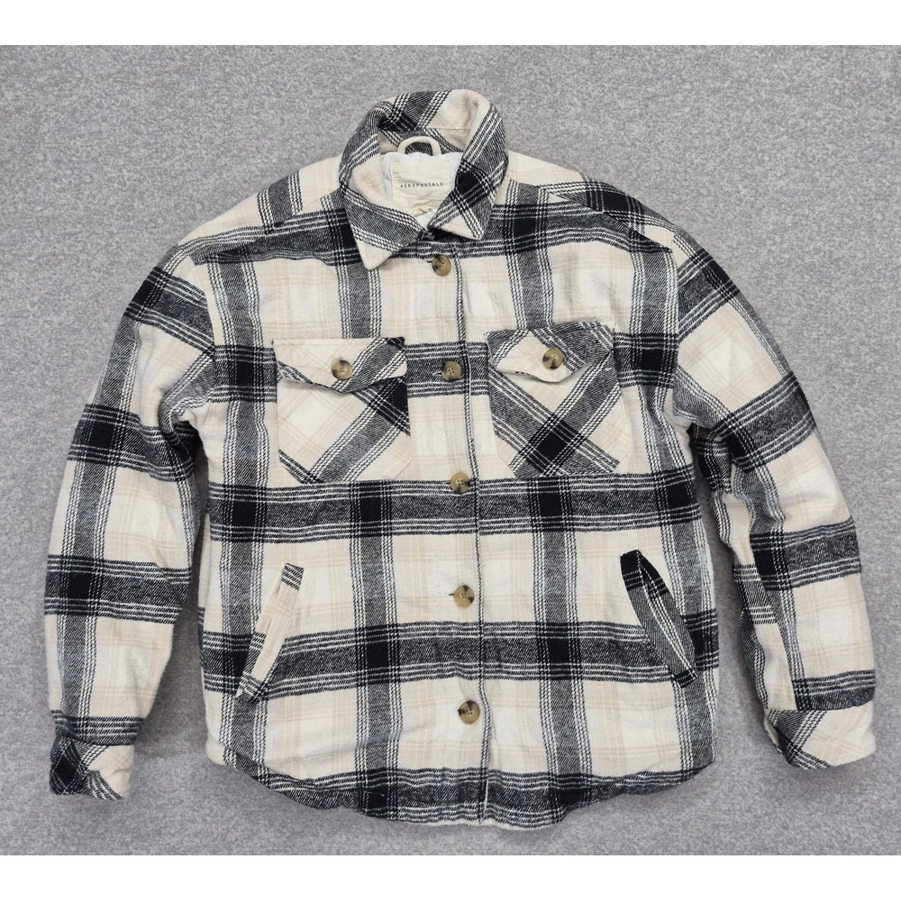 Aeropostale Flannel Jacket Womens XS Quilt Lined Plaid Shirt Jacket Shacket Coat
